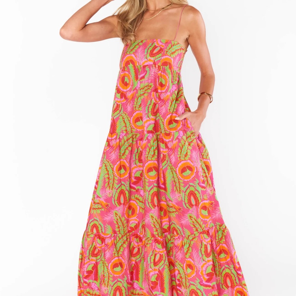 Show Me Your MuMu Pink and Orange Tiered Maxi Sundress